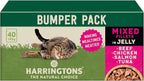 Harringtons Complete Wet Pouch Grain Free Hypoallergenic Adult Cat Food Mixed in Jelly Pack 40x85g - Beef, Chicken, Salmon & Tuna- Making Mealtimes Meatier