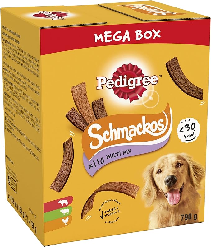Pedigree Schmackos Mega Pack 110/112 Strips Snacks, Dog Treat Multipack with Beef, Lamb and Poultry Flavours