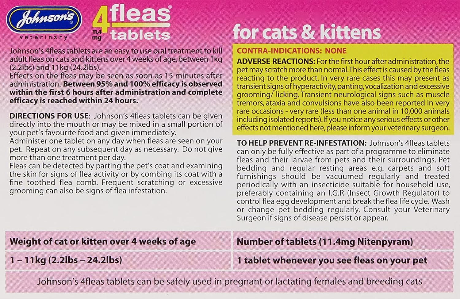 Johnsons 4Fleas Tablets for Cats and Kittens, 6 Treatment Pack, 14D083