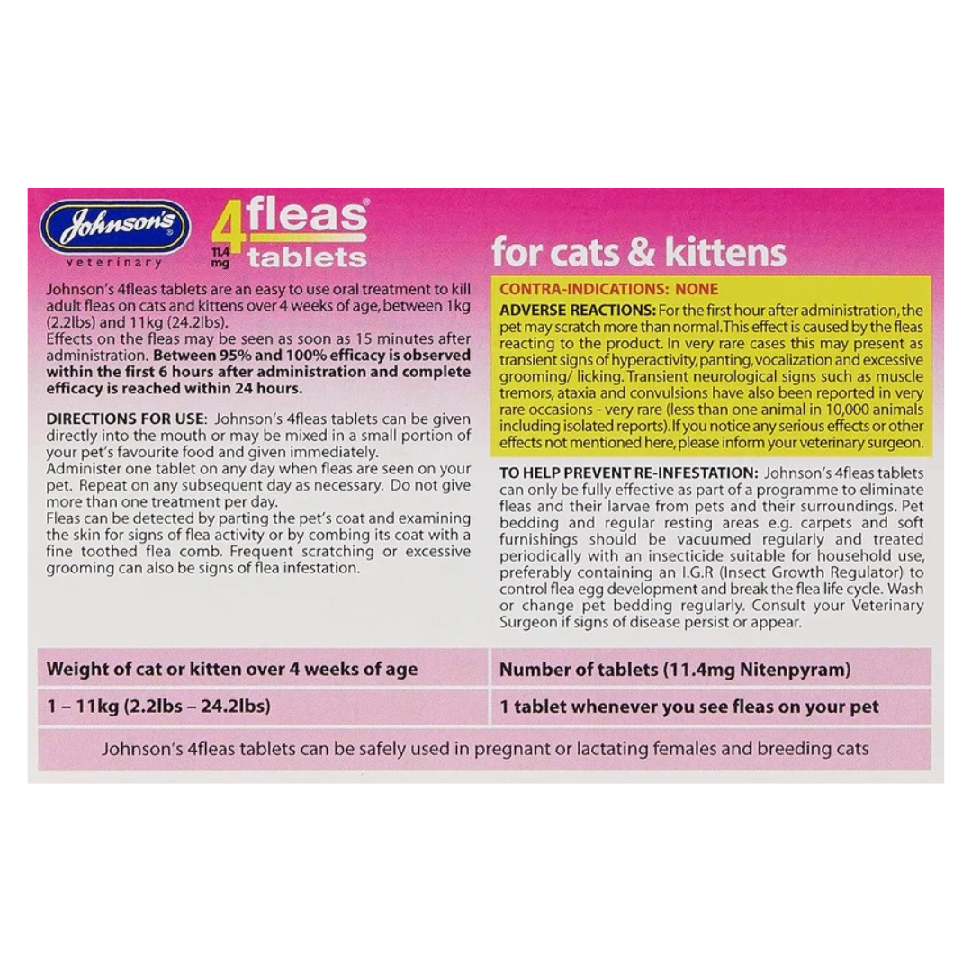 Johnsons 4Fleas Tablets for Cats and Kittens, 6 Treatment Pack, 14D083