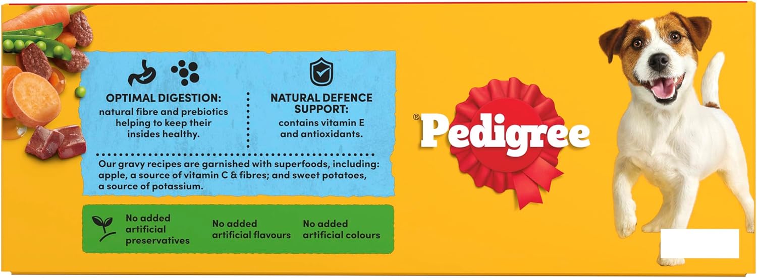 Pedigree Adult Dog Wet Food Pouch Mixed Selection in Gravy, 40x100g