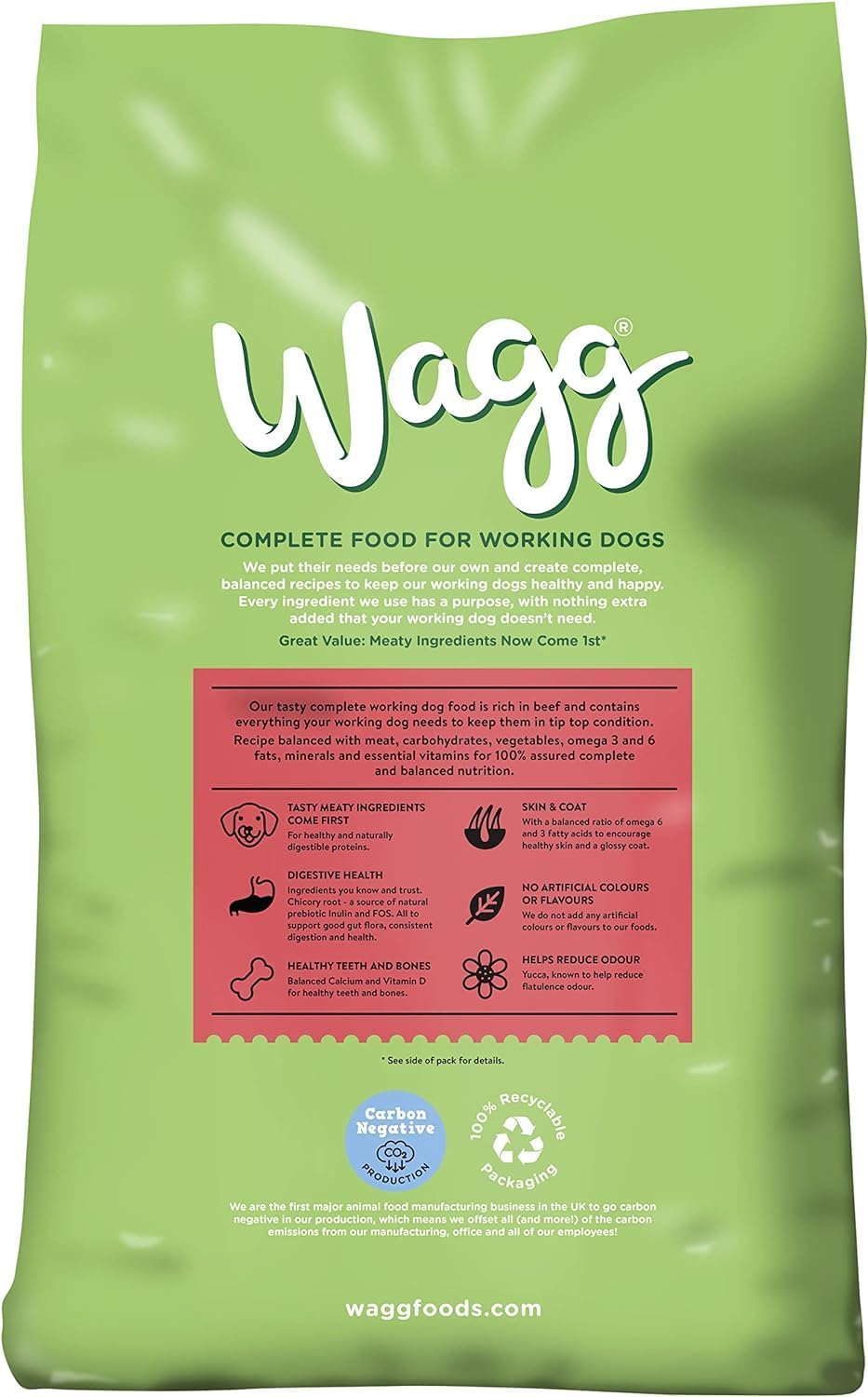 Wagg Active Goodness Complete Dry Adult Dog Food Beef & Veg 12kg - For All Active Working Dog Breeds