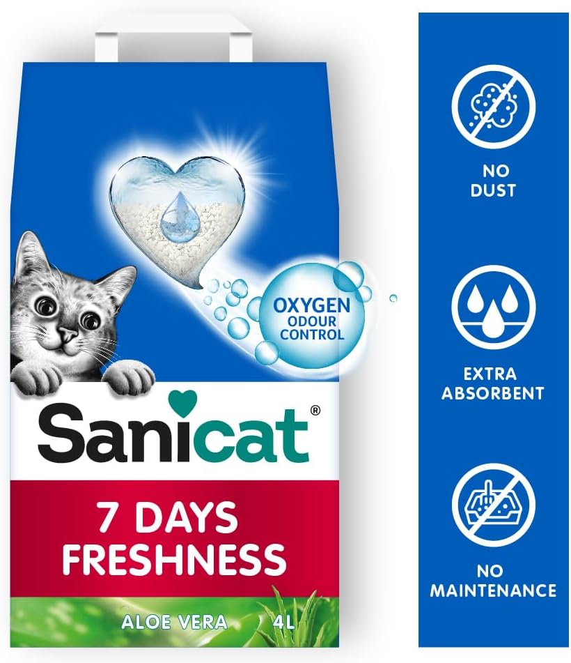 Sanicat - Classic cat litter with Aloe Vera | 7-day odour control | Fast absorption | product for your pet’s hygiene | Keep Your Home Clean | 4L capacity