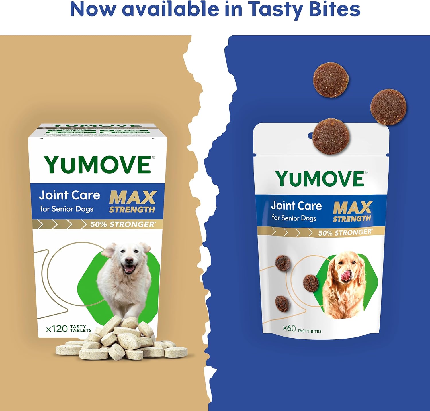 YuMOVE Max Strength Joint Supplement for Senior Dogs, Essential Dog Hip and Joint Aid for Senior Dogs with Glucosamine, Chondroitin, Green Lipped Mussel, Aged 8+, 60 Chews