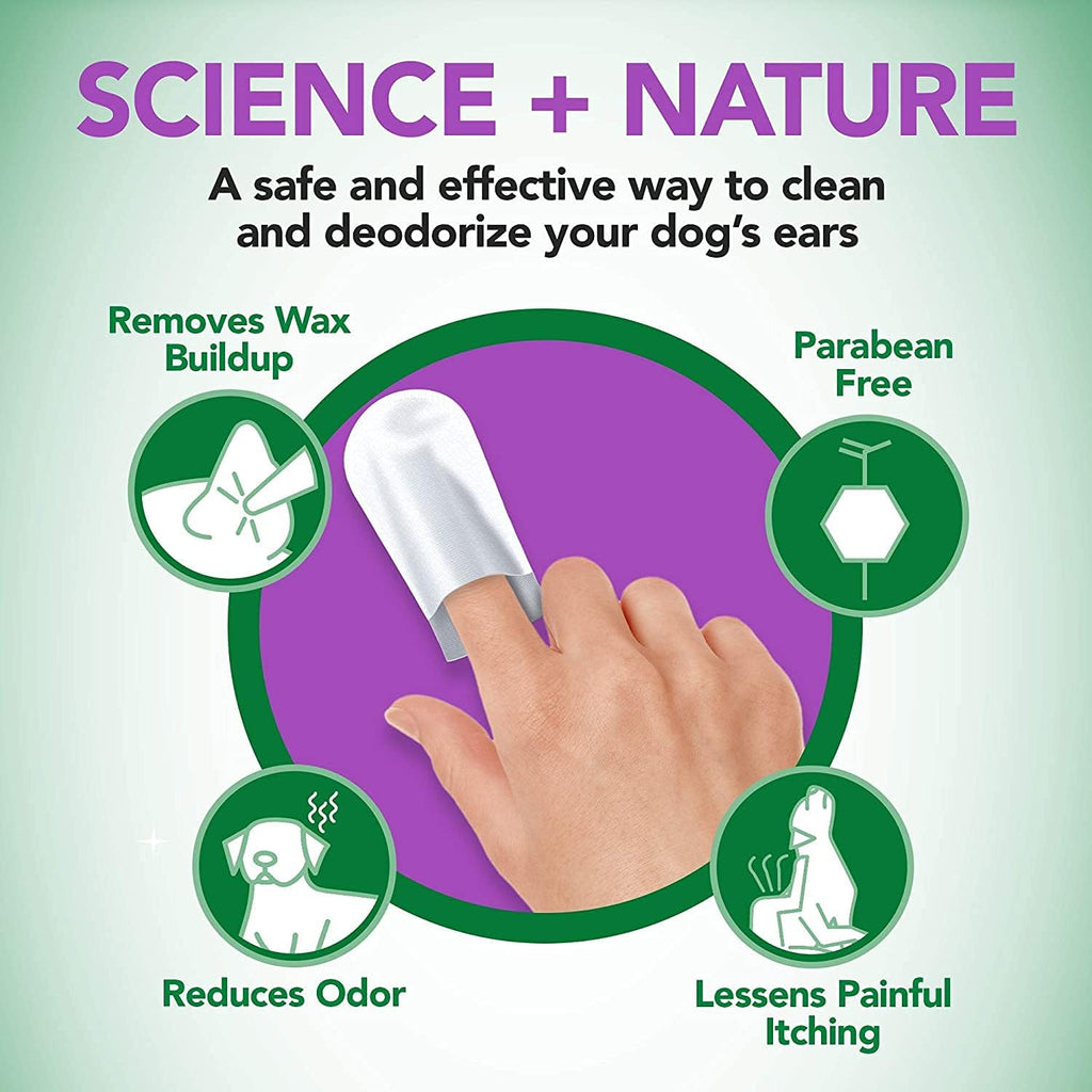 Vet's Best Ear Relief Finger Wipes, Ear Cleansing for Dogs, Soothes & Deodorizes - 50 Disposable Wipes