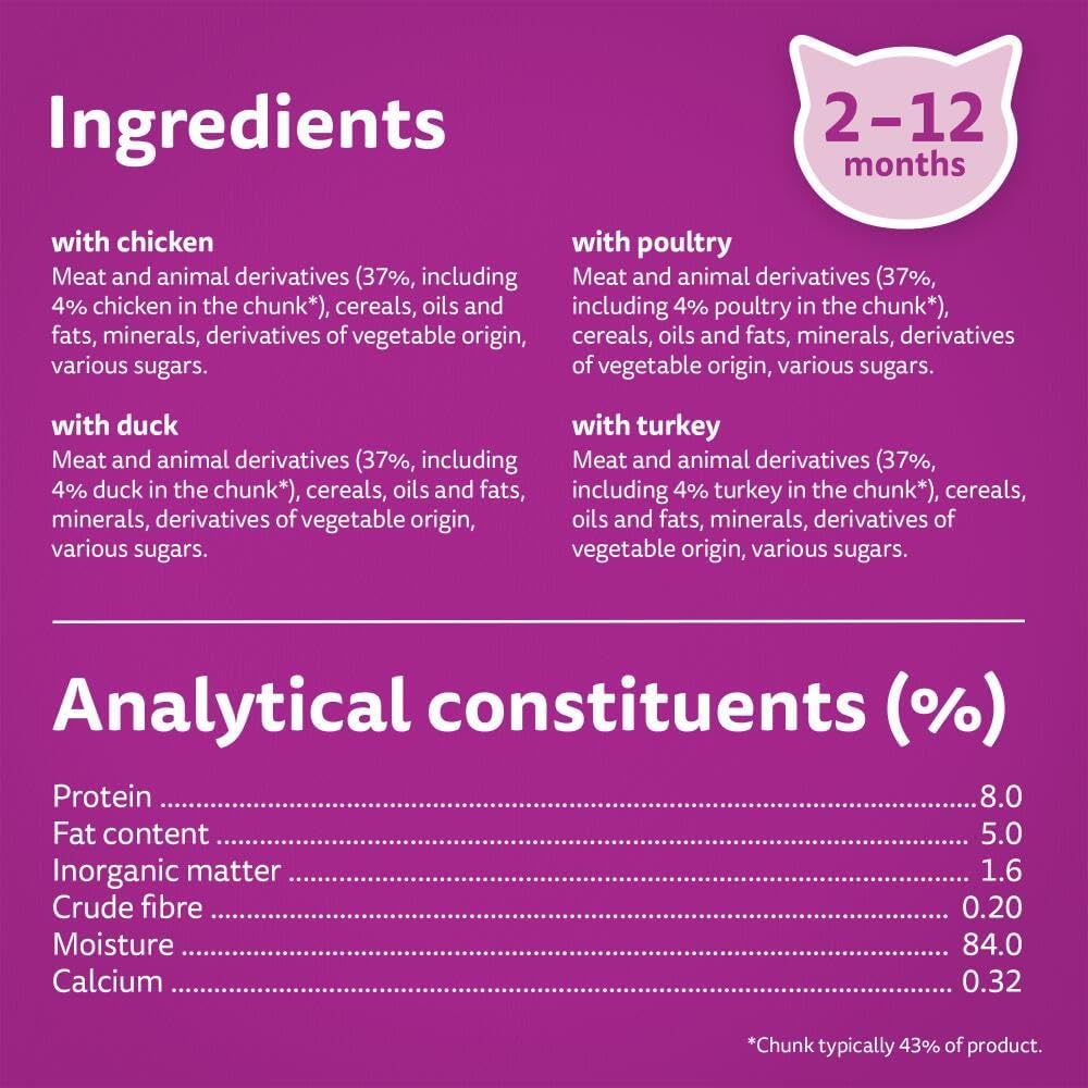 whiskas Junior Poultry Selection in Jelly 84 Pouches, Wet Kitten and Cat Food, Selection of Chicken, Duck, Poultry and Turkey, Megapack (84 x 85 g)