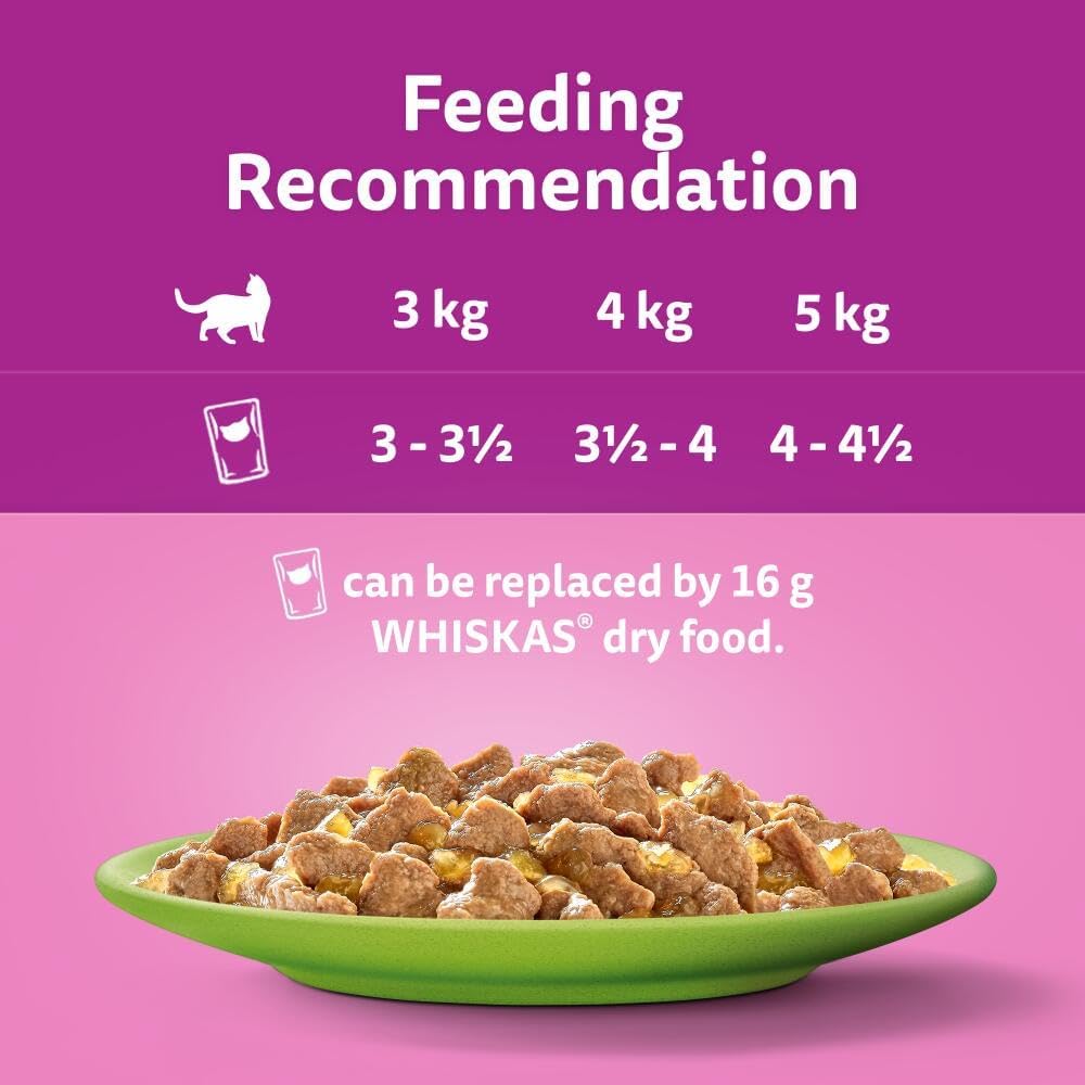whiskas 1 plus Adult Mixed Selection in Jelly 84 Pouches, Adult Wet Cat Food, Megapack (84 x 85 g)