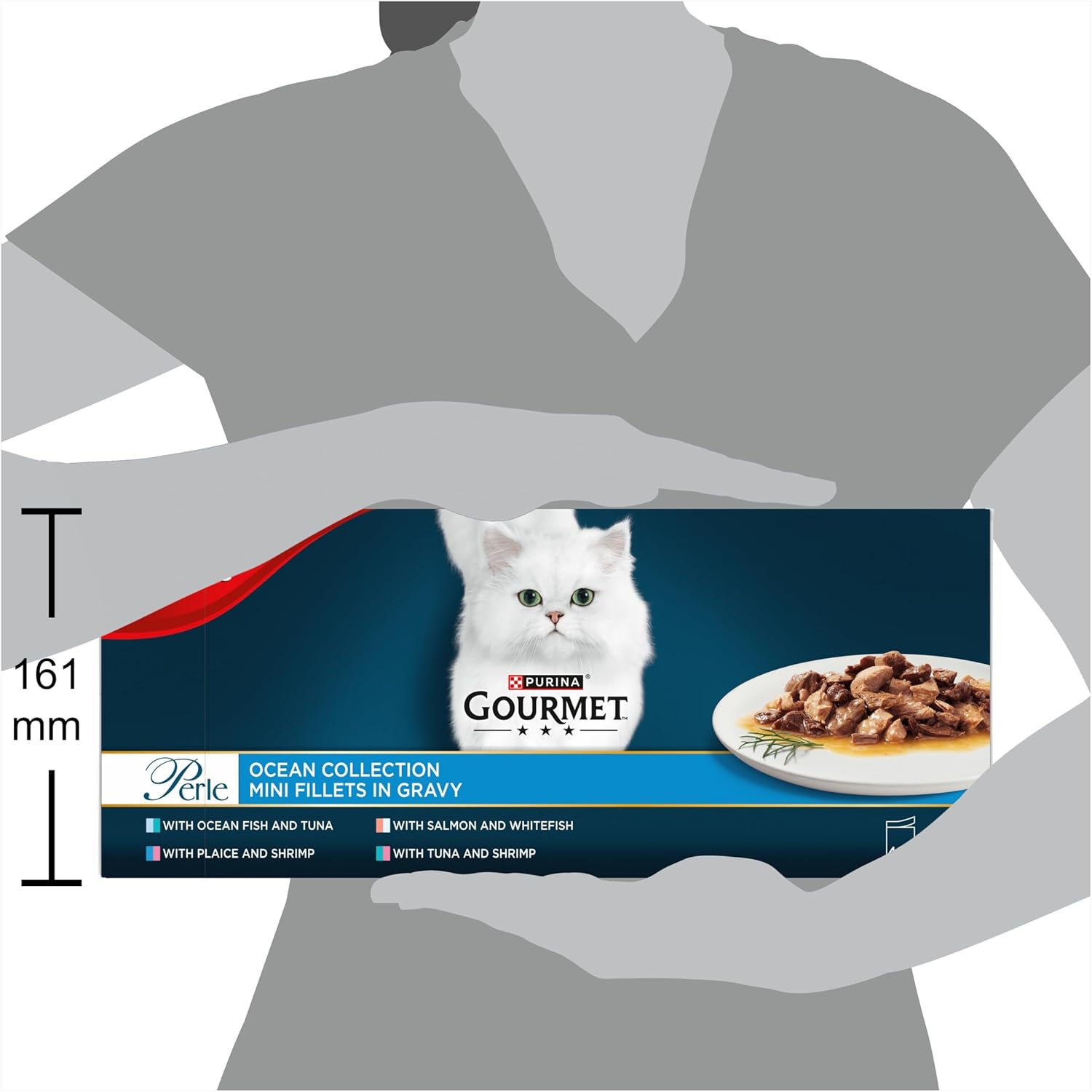 GOURMET Perle Ocean Collection Adult Wet Cat Food Mini Fillets in Gravy Tuna, Shrimp, Plaice, Salmon, White fish, Ocean Fish 40 x 85g Pouches
