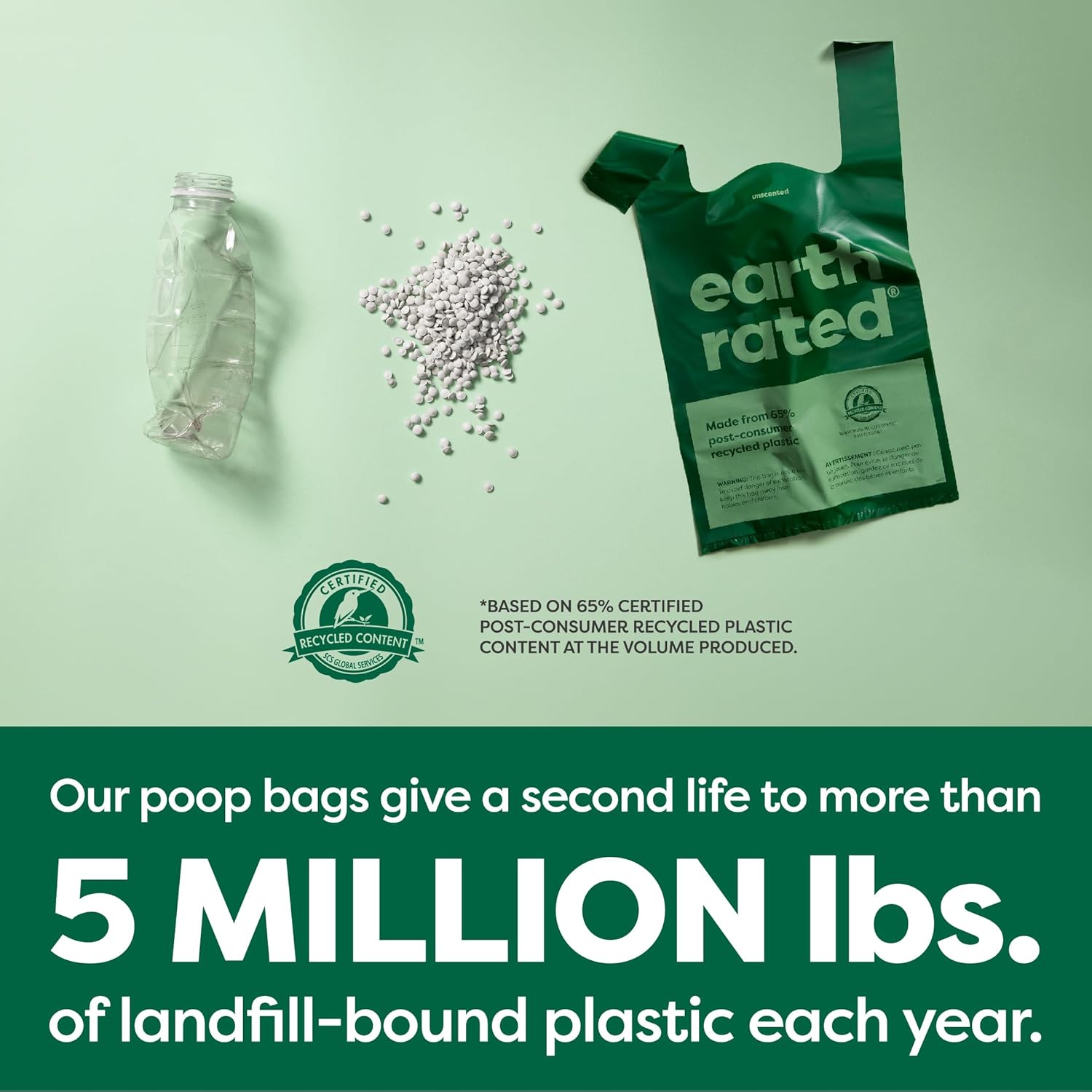 Earth Rated Dog Poo Bags with Handles, Easy Tie and Guaranteed Leakproof, Lavender Scented, 120 Handle Bags