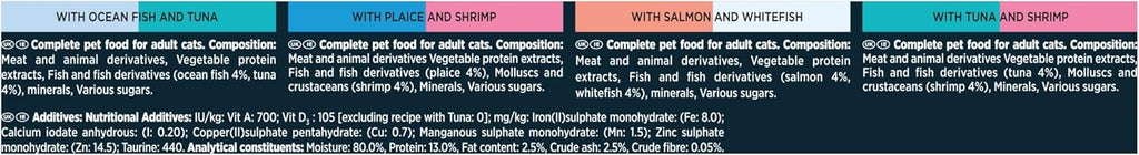 GOURMET Perle Ocean Collection Adult Wet Cat Food Mini Fillets in Gravy Tuna, Shrimp, Plaice, Salmon, White fish, Ocean Fish 40 x 85g Pouches