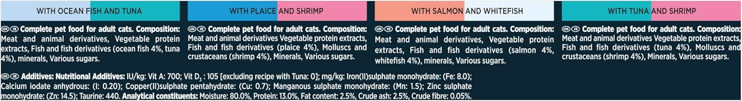 GOURMET Perle Ocean Collection Adult Wet Cat Food Mini Fillets in Gravy Tuna, Shrimp, Plaice, Salmon, White fish, Ocean Fish 40 x 85g Pouches