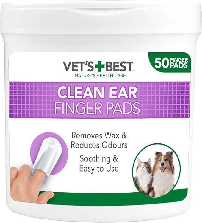 Vet's Best Ear Relief Finger Wipes, Ear Cleansing for Dogs, Soothes & Deodorizes - 50 Disposable Wipes