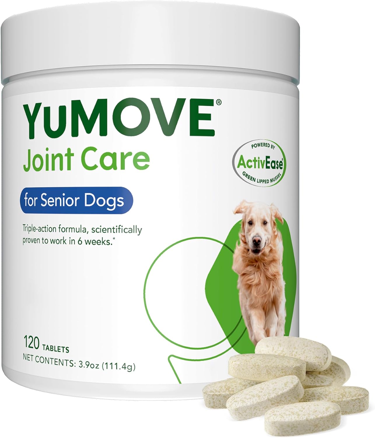 YuMOVE Senior Dog Joint Supplement, Higher Strength for Joint Care, Essential Hip & Joint Support for Older Dogs with Glucosamine, Chondroitin, Green Lipped Mussel, Aged 8+, 120 Tablets
