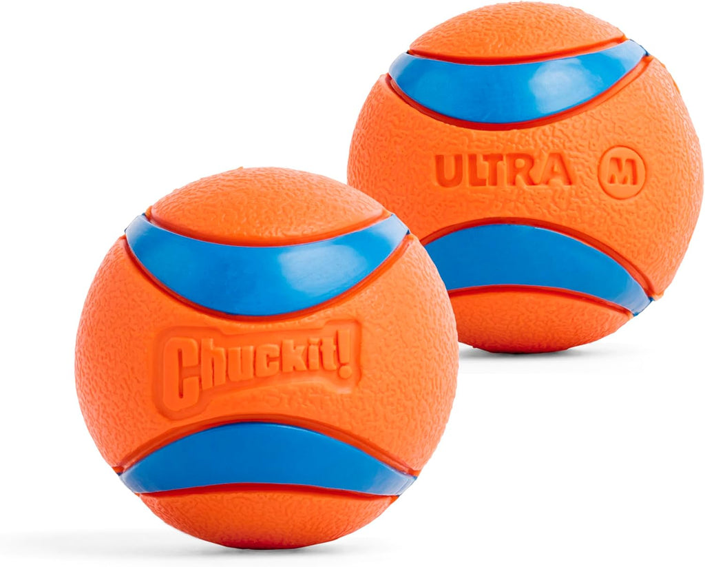 ChuckIt! Ultra Ball Dog Toy, Durable High Bounce Floating Rubber Dog Ball, Launcher Compatible Toy For Dogs, 2 Pack, Medium