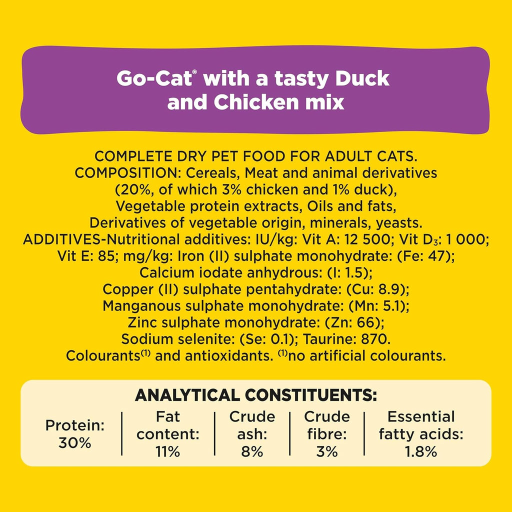 GO-CAT Adult Dry Cat Food Chicken and Duck 10kg Pack