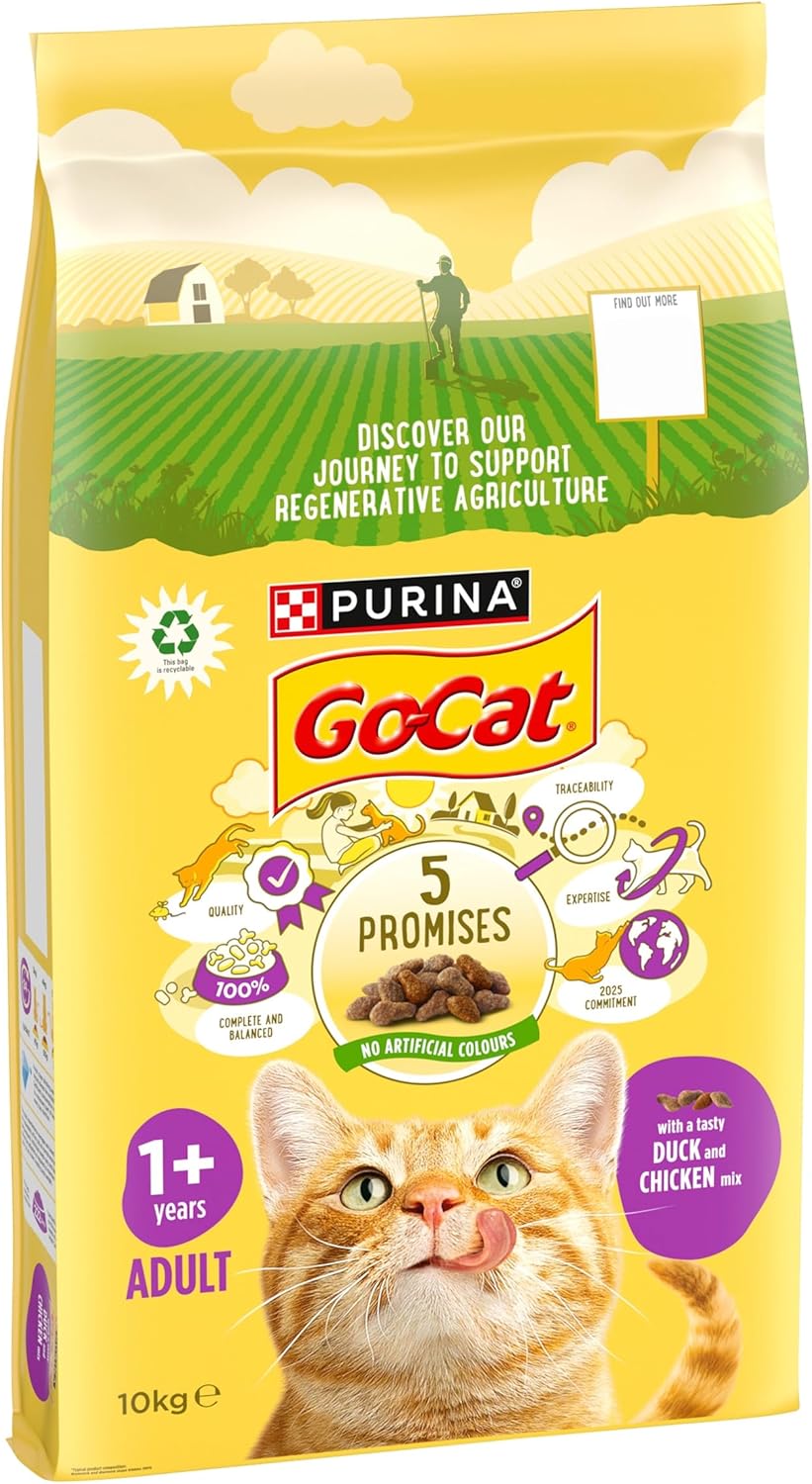 GO-CAT Adult Dry Cat Food Chicken and Duck 10kg Pack