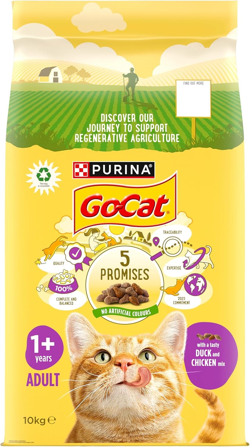 GO-CAT Adult Dry Cat Food Chicken and Duck 10kg Pack