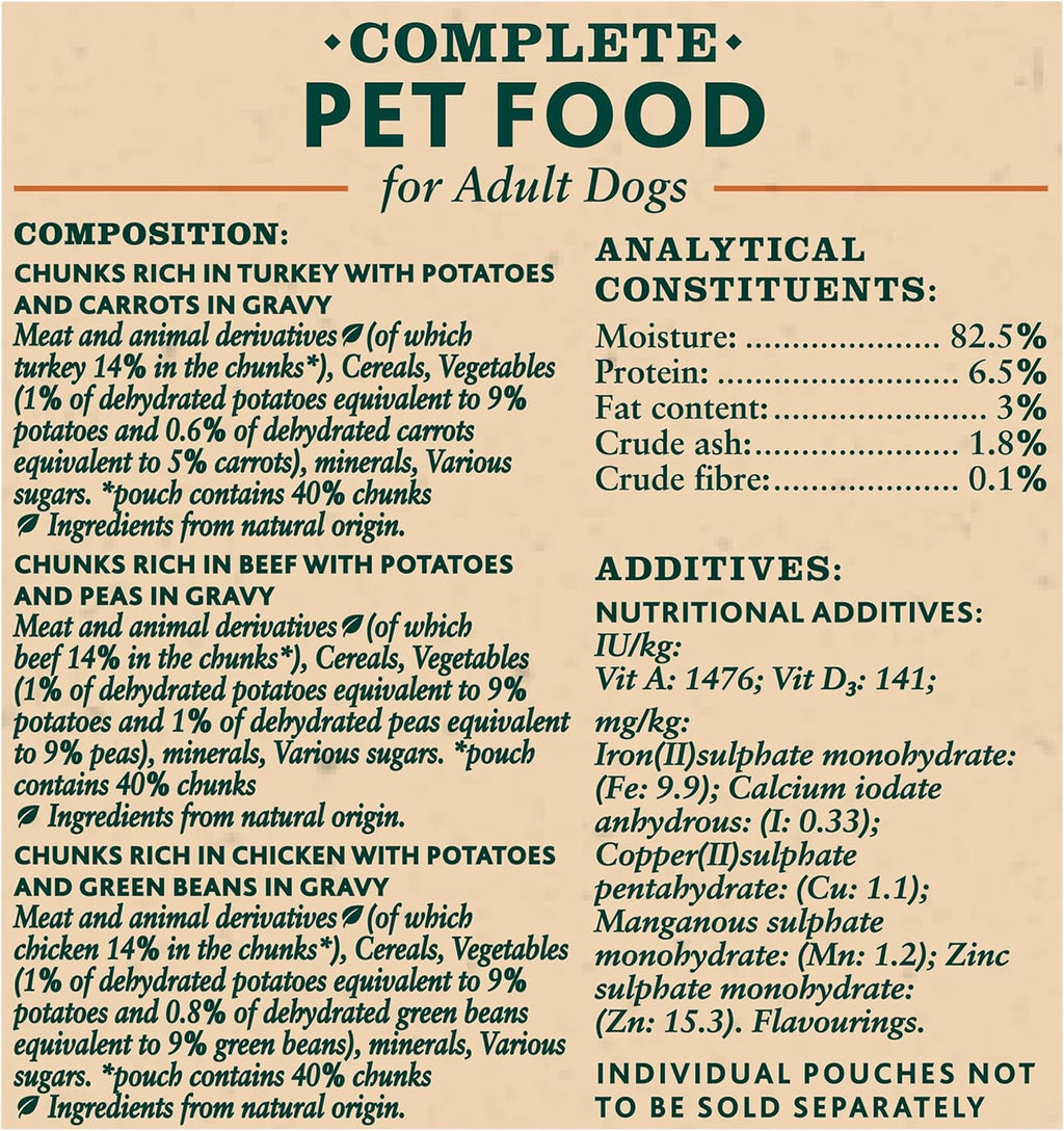 WINALOT Sunday Dinner Mixed in Gravy Wet Dog Food Pouches 40x100g