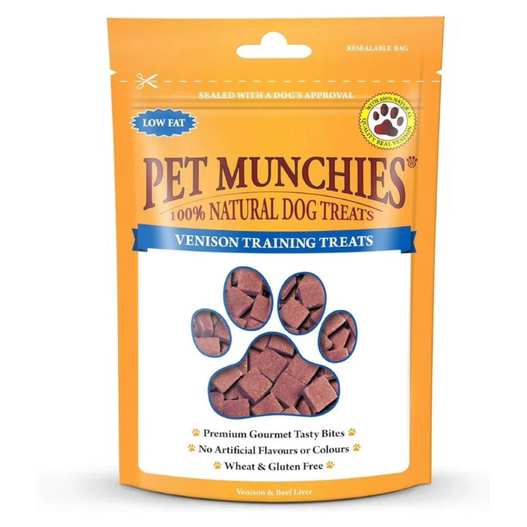 Pet Munchies Venison & Beef Liver Dog Training Treats, Grain Free Tasty Bites with Natural Real Meat, Low in Fat 50g