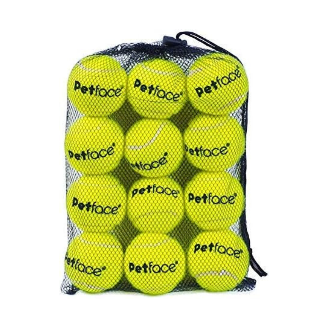 Petface Super Tennis Balls For Dogs, Throw and Fetch, Outdoor Exercise (Pack of 12)