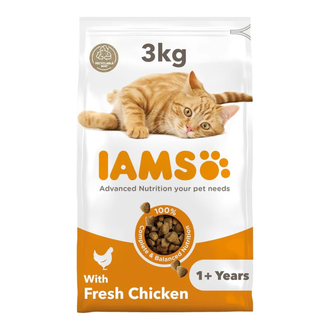 IAMS Adult Complete Dry Cat Food Chicken 3kg - Supports Strong Immune System
